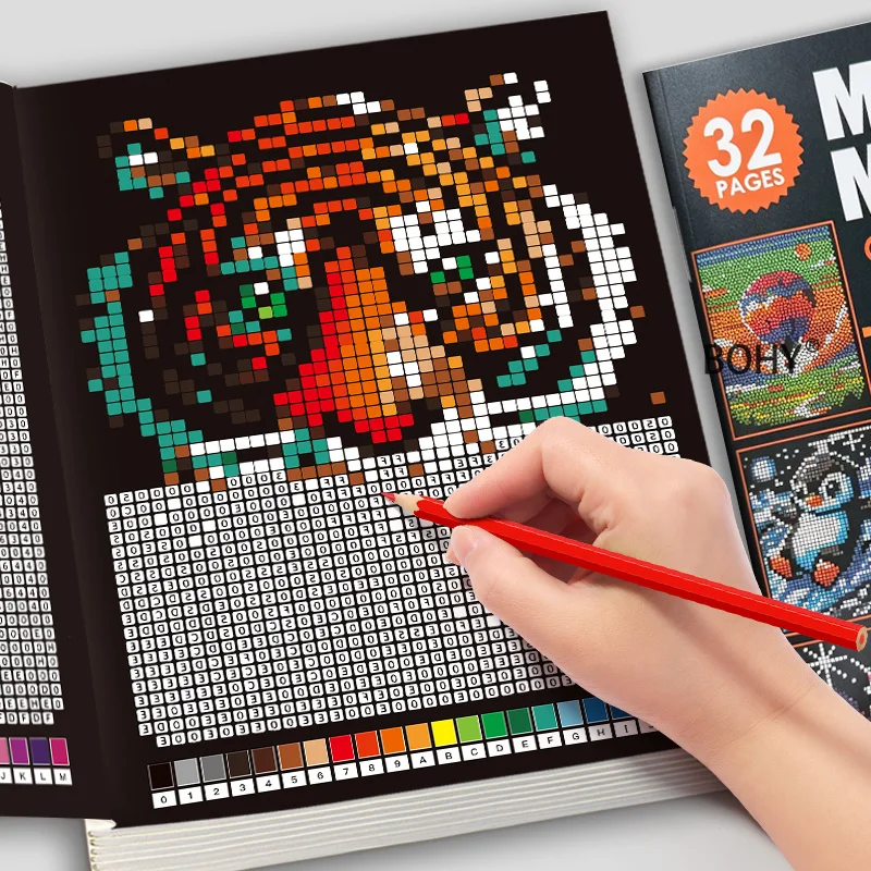 1 Adult Mosaic Digital Decryption Coloring Album, Colored Pencil Digital Coloring Album 32 Pages Suite for Adults To Decompress