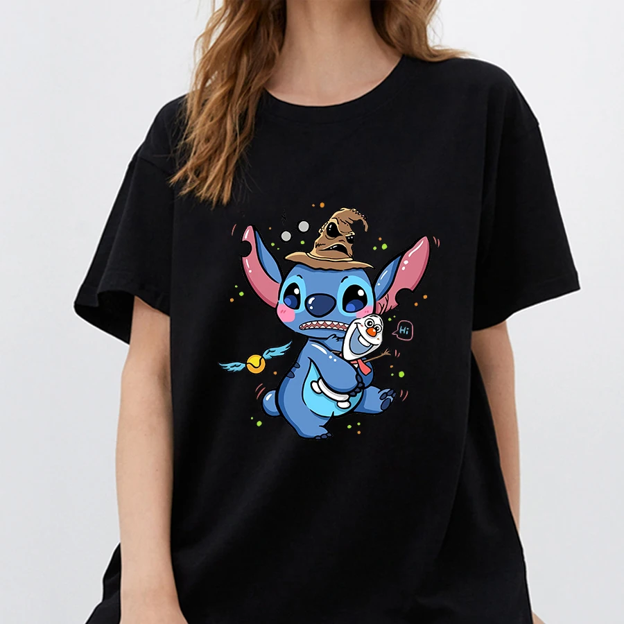 

Women Graphic Cartoon Stitch Disney Anime Print T Shirt Short Sleeve Ladies Print Clothes Lady Tees Tops Female Womens T Shirt