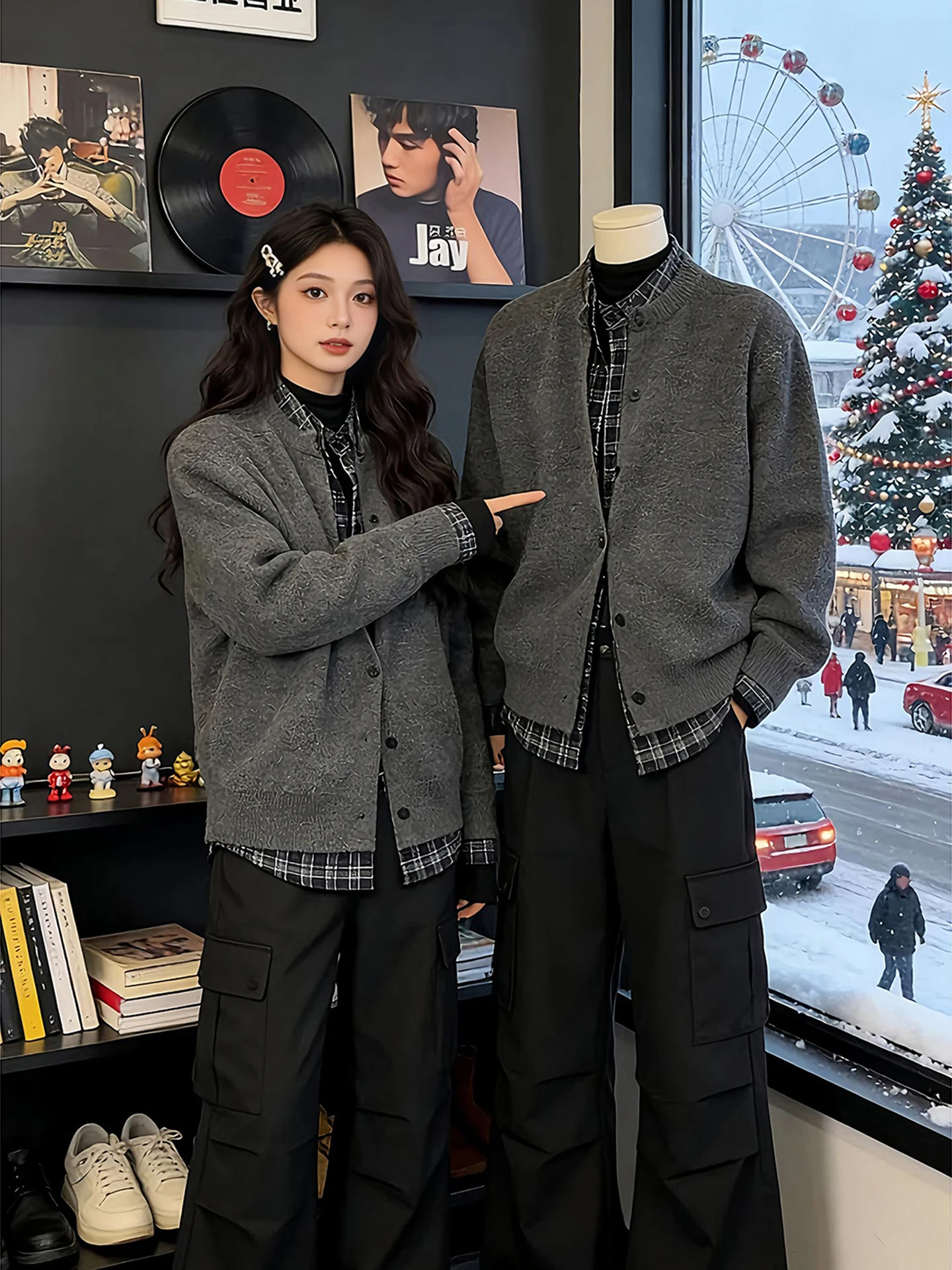 

Вязаный свитер в стиле пэчворк с эффектом двухслойности, унисекс, зимний, теплый, повседневный, в американском стиле, с контрастными цветами