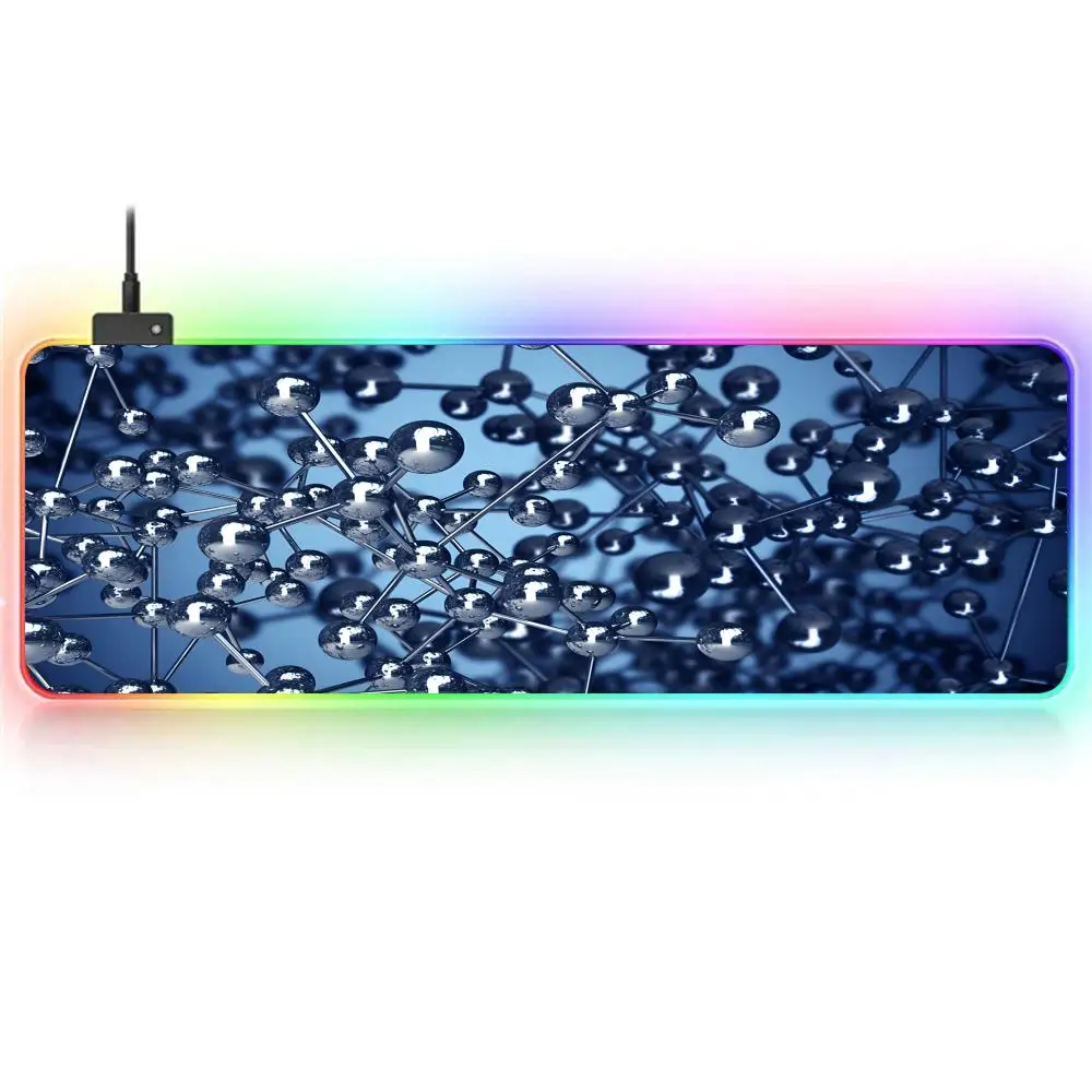 Chemical Carbon Chain Ball Mouse Pad RGB Large Gaming Mouse Pad Non-slip Rubber Base Keyboard Pad Extra Large LED MousePad