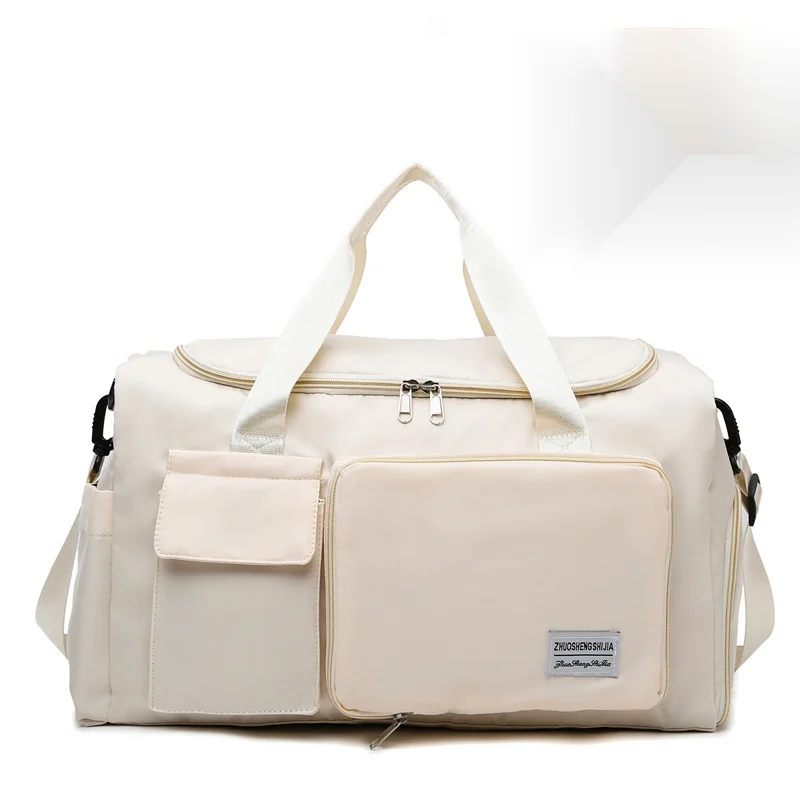 2024 nuove borse da viaggio da donna da viaggio borsa sportiva, borsa da notte per il Weekend con una spalla Fitness, borsa da viaggio Beige da donna