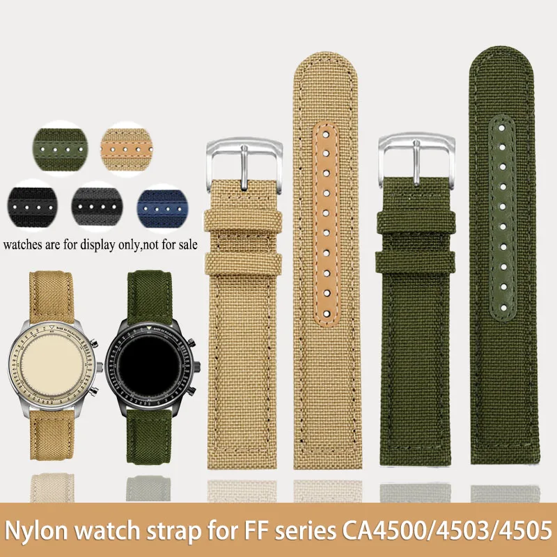 Nylon canvas watchband sport black khaki green blue grey watch strap for Citizen eco drive FF series CA4500/4503/4505/4503 22mm