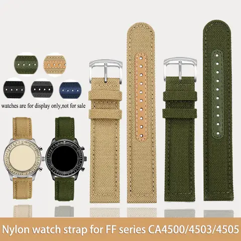 Nylon canvas watchband sport black khaki green blue grey watch strap for Citizen eco drive FF series CA4500/4503/4505/4503 22mm