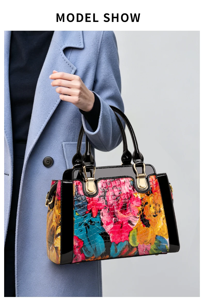 Aidrani Damenhandtasche mit Blumenmuster und Krokodilprägung, farbenfrohe Umhängetasche mit Henkel, Damen-Umhängetasche für den täglichen Gebrauch. – Detail 1