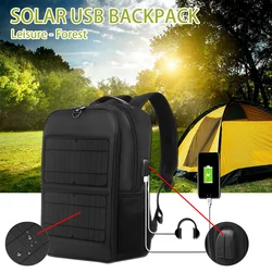 12/20W Solar Backpack Panel Powered Laptop Bag Waterproof Large Capacity External USB Charging Port New Men's Bag