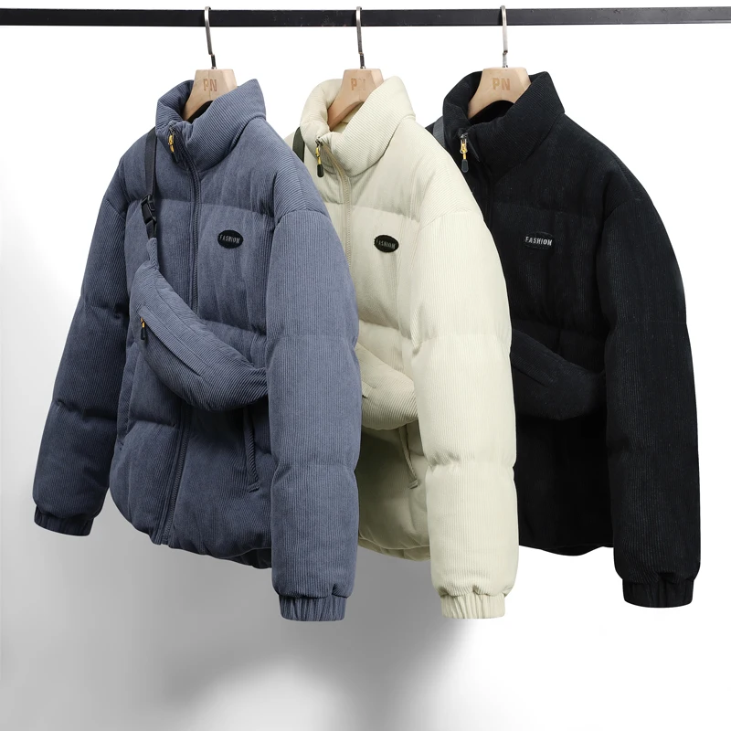 Stand Collar Fashion Loose Outdoor Jacket Autumn Winter Male Warm Fit Clothes Windproof Waterproof New Solid Zipper Causal Coats