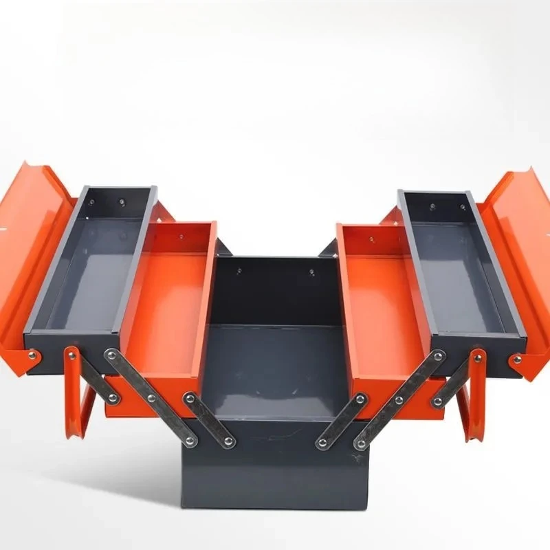 Heavy duty 3-layer iron tool box storage box portable steel tool storage box garage household multi-layer foldable mechanical