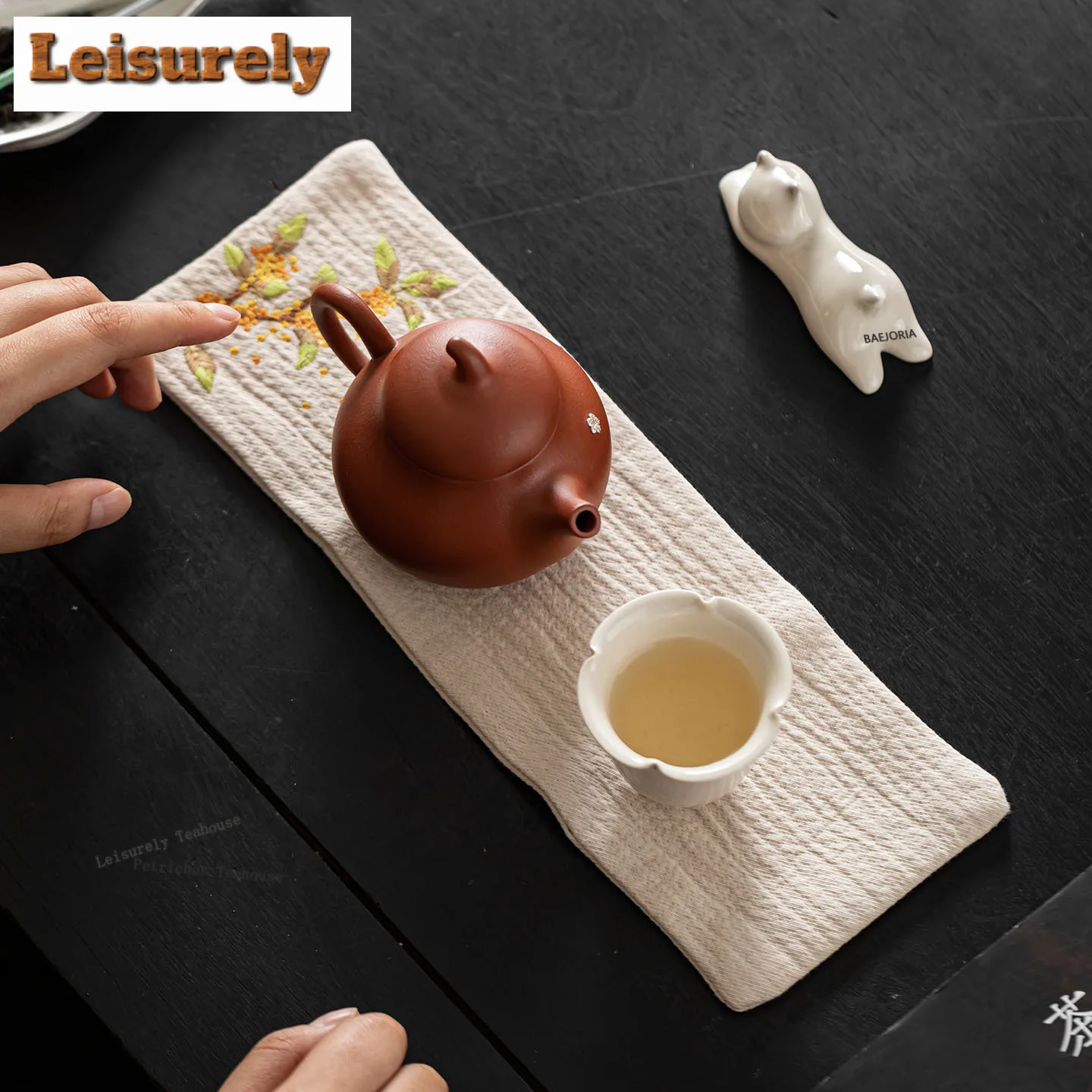 Embroidered Flower Tea Towel Zen Teapot Cleaning Towel Cloth Napkins Tea Napkins Tea Cloth Tea Ceremony Ornaments Collection view 5