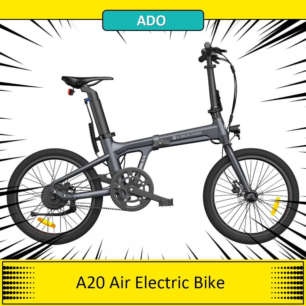 ADO A20 Air Electric Bicycle 36V 250W Motor Folding E-bike 25km/h Max Speed 10Ah Samsung Battery  App Control 100km Range