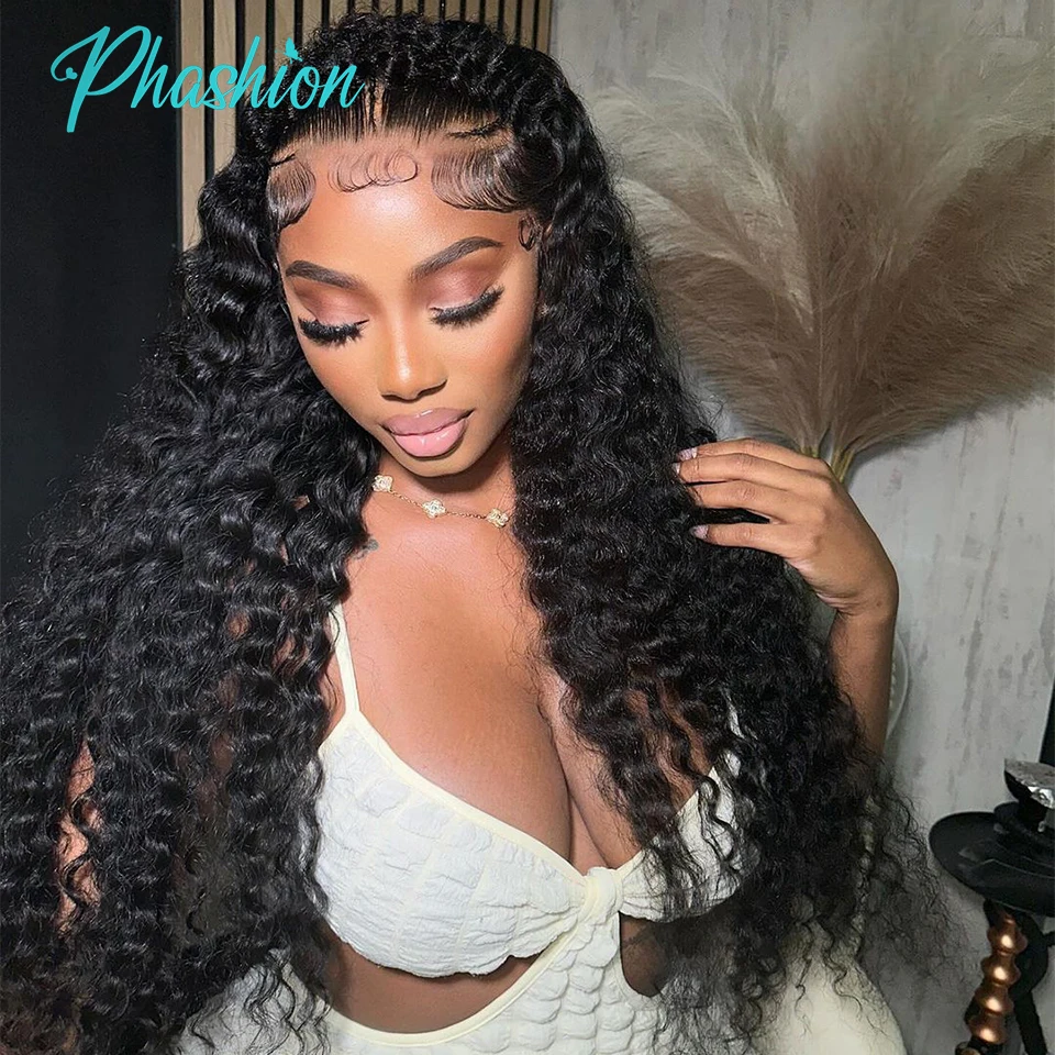 Phashion 28 30 Zoll 13x6 Lace Frontal Loose Water Curly Deep Preplucked Swiss Transparent Long Full Front Only 100 % Echthaar – Detail 9