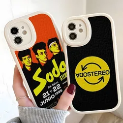 SODA STEREO Band Phone Case For Iphone 15 14 12 13 Pro Max 11 Mini X Xr Xs Puls Lambskin Silicone Cover
