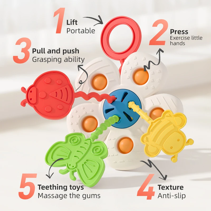 Jouet de dentition éducatif en forme de grande fleur pour bébés, prévention des étouffements, jouet de croissance de compagnon à croquer Durable pour enfants, idéal