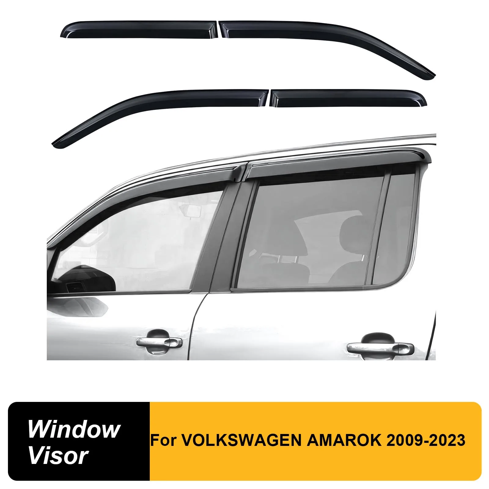 4PCS Window Visor Wind Deflector Sun Shade Rain Guard For VOLKSWAGEN AMAROK 2009-2023 Double Cabin Model Sun Rain Guard