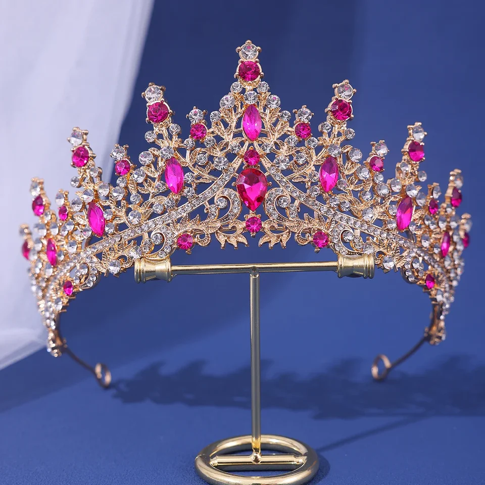 Fowecelt Diadème Et Écharpe 18e Anniversaire Or Rose - Kit Couronne Strass Pour Fête Reine