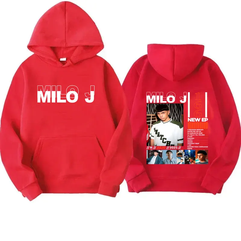 مغني الراب ميلو J 511 ألبوم الموسيقى Merch الجمالية هوديي غير رسمي الرجال النساء الهيب هوب Y2k كم طويل البلوز الرجال البلوفرات الموضة