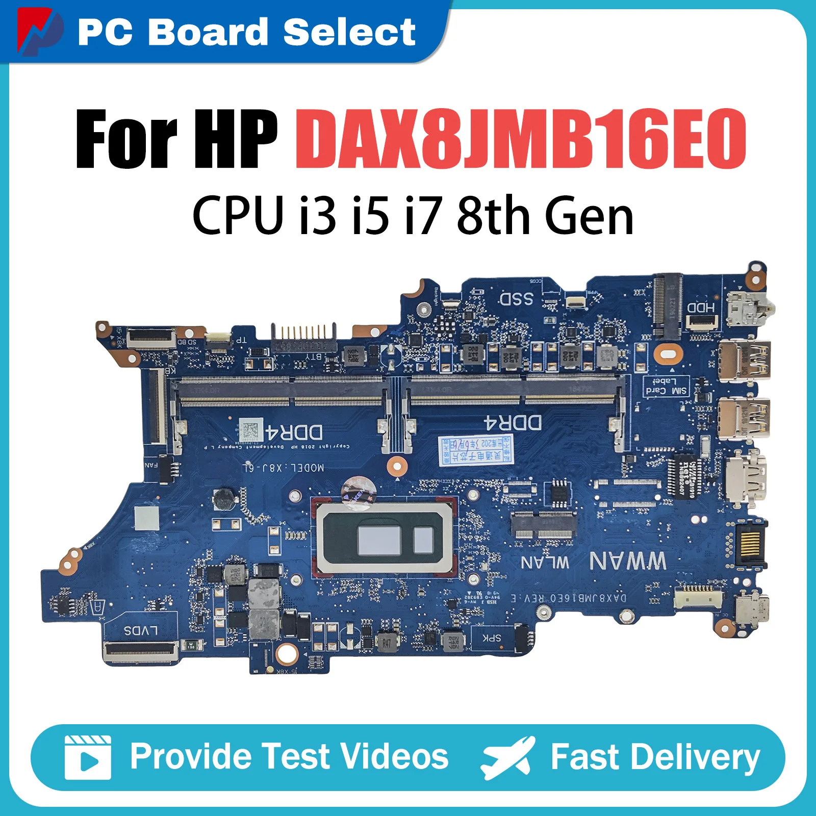 

SAMXINNO DAX8JMB16E0 DA0X8JMB8E0 motherboard for hp 440 G6 450 G6 Laptop motherboard mainboard W/5405U I3 I5 8th Gen CPU