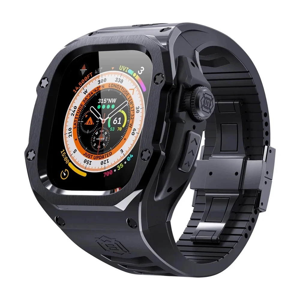 

Luxury Modification Kit For Apple Watch Ultra 2 49mm Stainless Steel Case For IWatch 9 8 7 6 45mm 44mm Sport Strap Replacement
