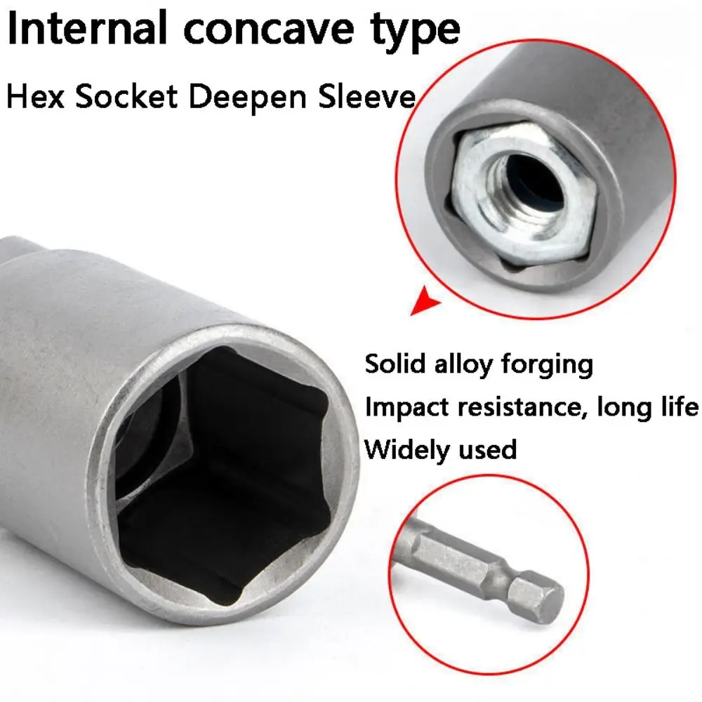 

5.5-19mm Hex Socket Sleeve Adapter Screwdriver Key Head Length Deepen Impact Socket High-carbon Steel High Quality