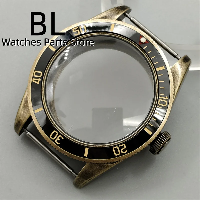 

BLIGER 39mm Vintage Bronze Watch Case With Retro Domed Sapphire Glass Rotated Bezel Ceramic Insert Fit NH34 NH35 NH36 ETA PT