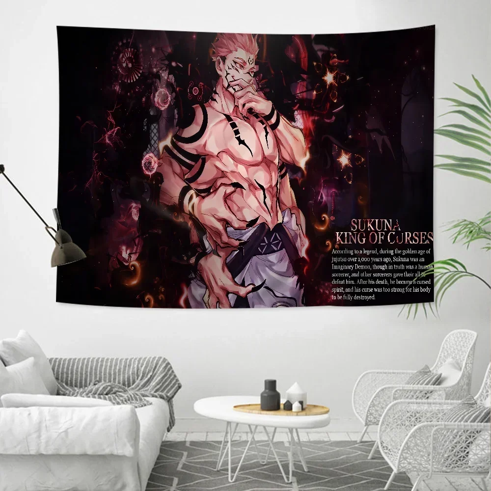Anime Jujutsu Kaisen Ryomen Sukuna Cartoon Tapestry Wall Hanging Decoration Household Home Decor