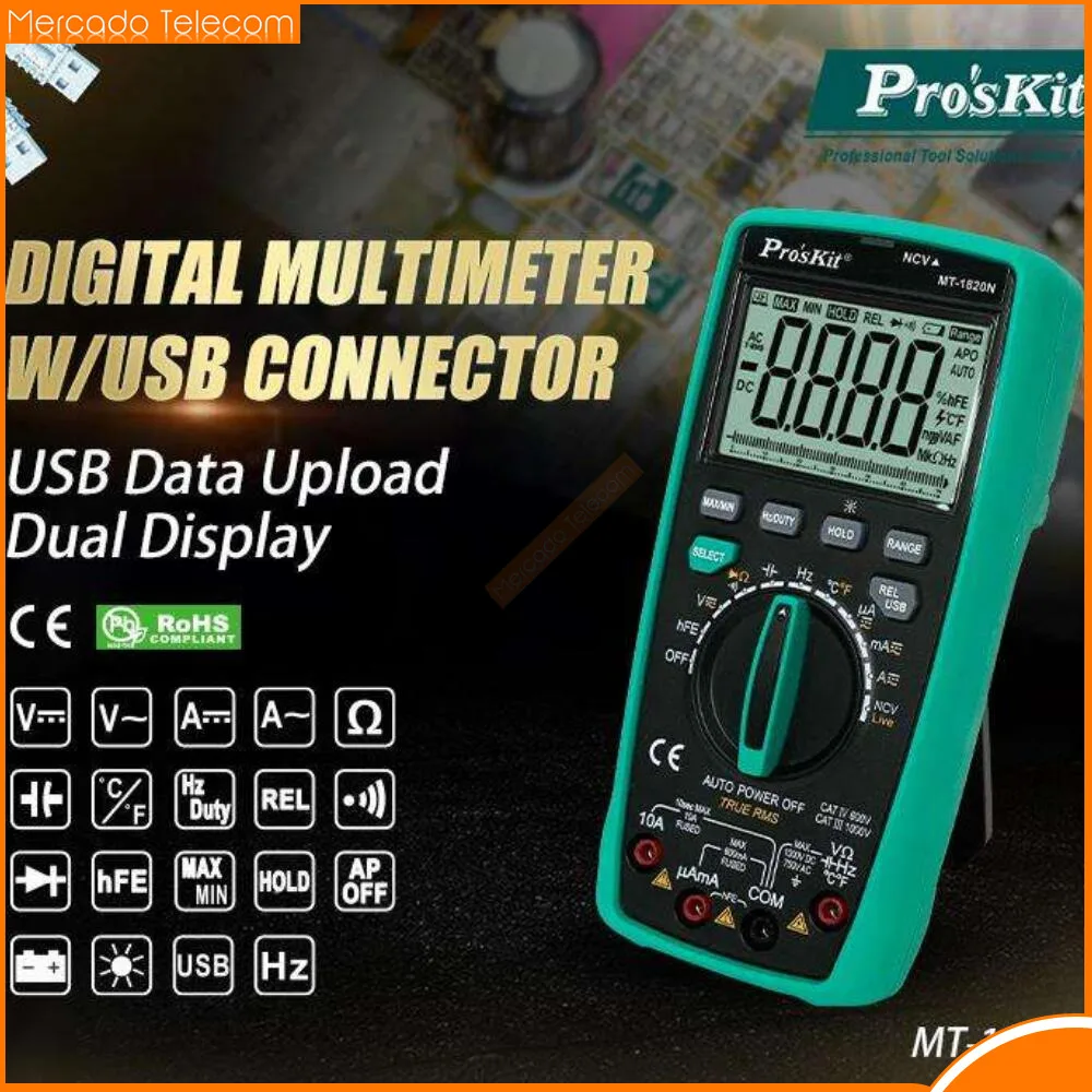 Pro'skit MT-1820N automatic range intelligent anti-burning dual digital display multimeter multi-purpose multimeter