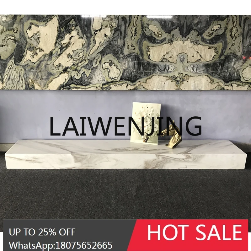 Natural marble luxury stone TV cabinet, laser can be combined with background wall TV cabinet