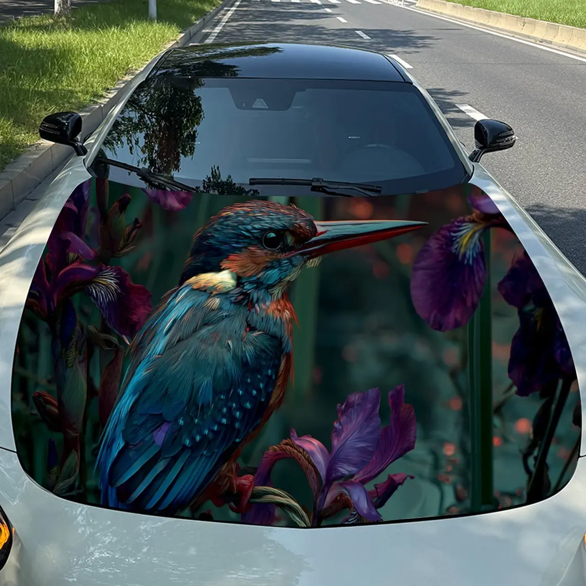 

Яркие цветочные наклейки на капот автомобиля с птицами — самоклеящаяся, водонепроницаемая и прочная виниловая пленка, украшение и защита вашего автомобиля, подходит