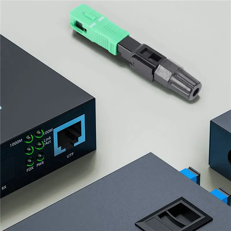 AEE3-40Pcs Sc/Apc Fiber Optic Connector Embedded Single Mode Component Fiber Optic Quick Connector-Black + Green