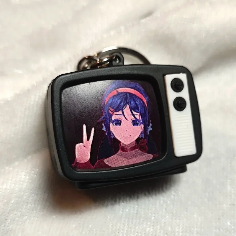 Miside ميتا المفاتيح تضيء التلفزيون مفتاح سلسلة الإبداعية كيرينغ حلية مفتاح سلسلة سيارة قلادة الديكور هدايا عيد ميلاد الاطفال جديد