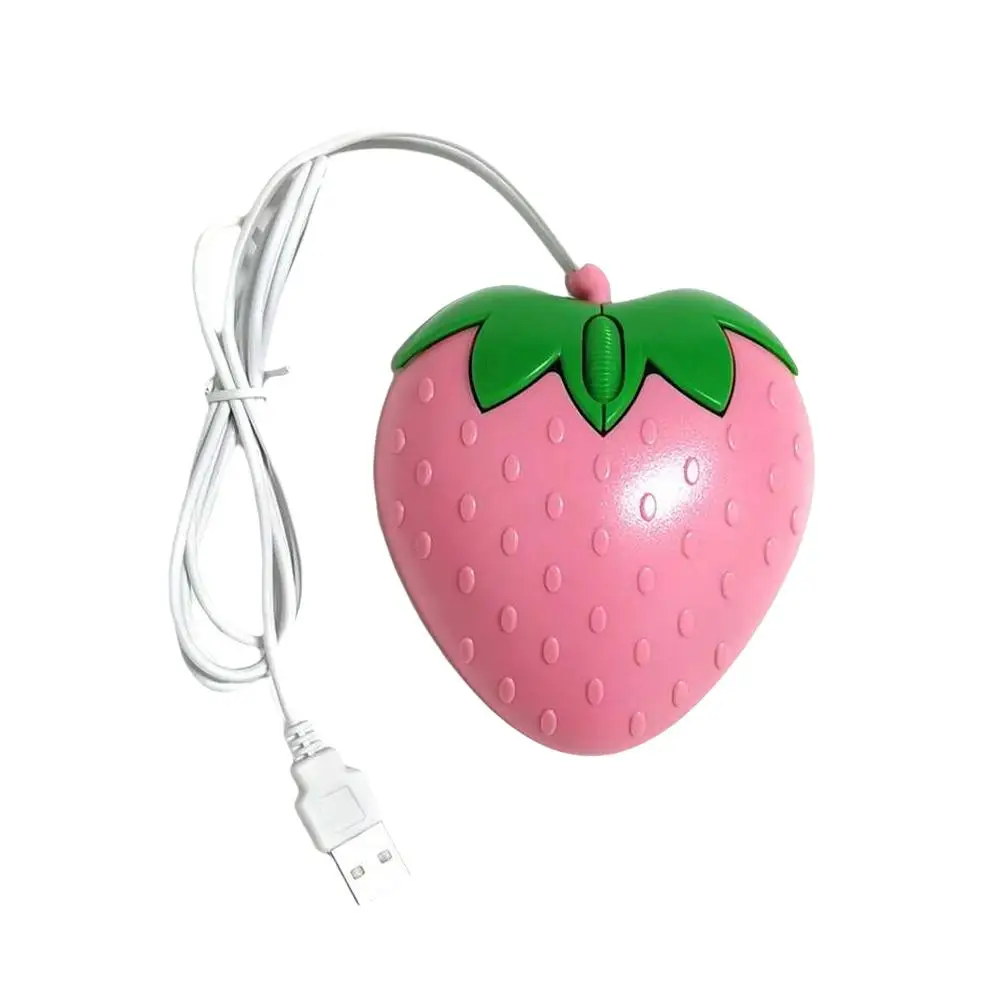 Creative Cartoon Wired Mouse Color Cute Strawberry Mouse Universal  Pink Strawberry Wired Mouse