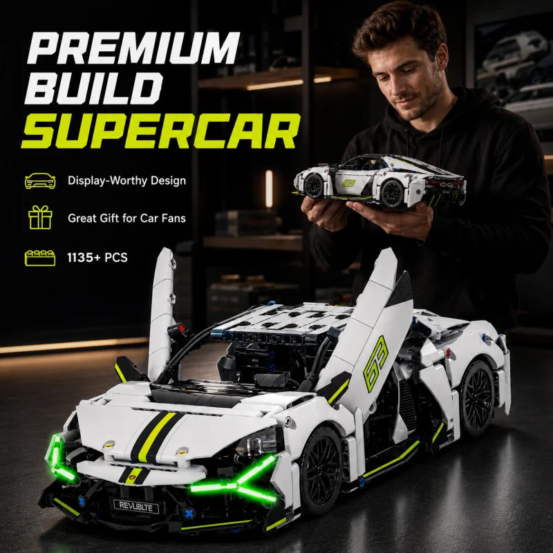 

White Super Sports Racing Car Building Blocks Set Technic Vehicle Model Bricks Assembly Toy for Kids Boys Gifts