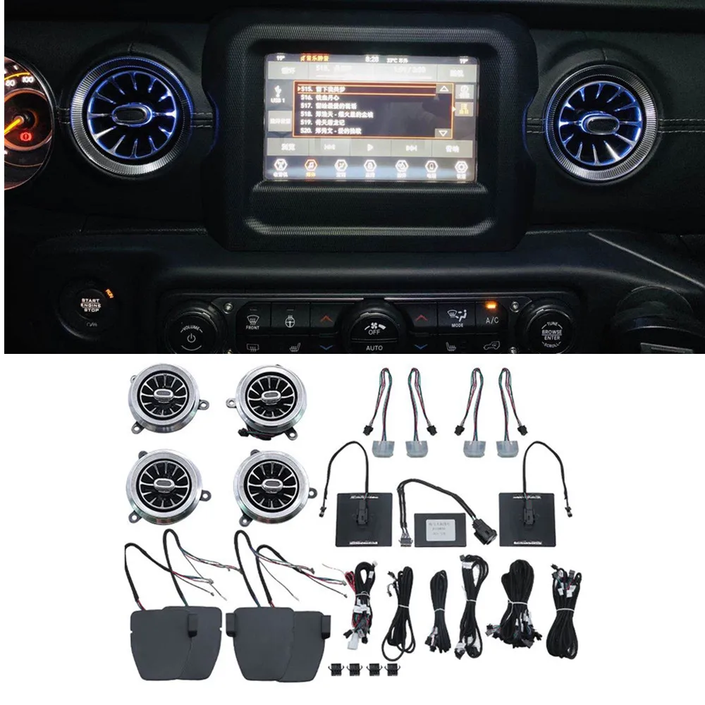 

Для Jeep Wrangler JL 2018-2024 светодиодный атмосферный светильник RGB 32-цветный режим дыхания материал ABS JL1197