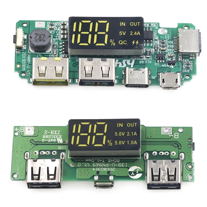 5V 2A /5V 2.4A  Dual USB/Type-C /Micro USB Mobile Power Bank 18650 lithium battery digital display Charging Module Charger Board