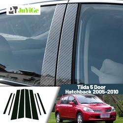 Glossy Black Carbon Fiber Window Door Deal B C Pillar Post Cover Sticker For Nissan Tiida 5 Door Hatchback 2005-2010 2006