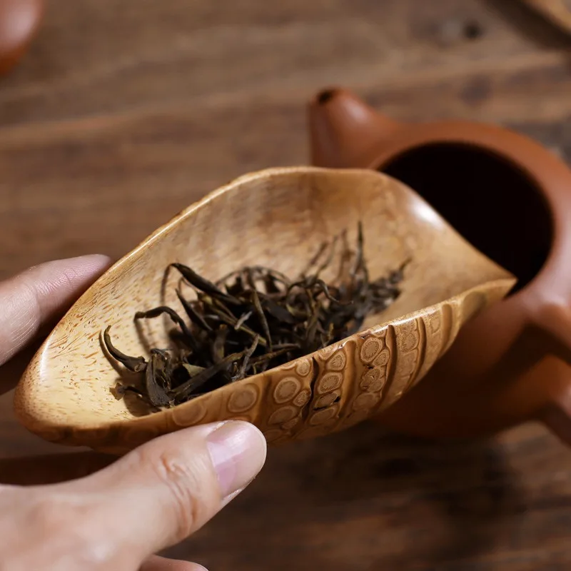 Bamboo root tea, purely handmade bamboo tea shovel