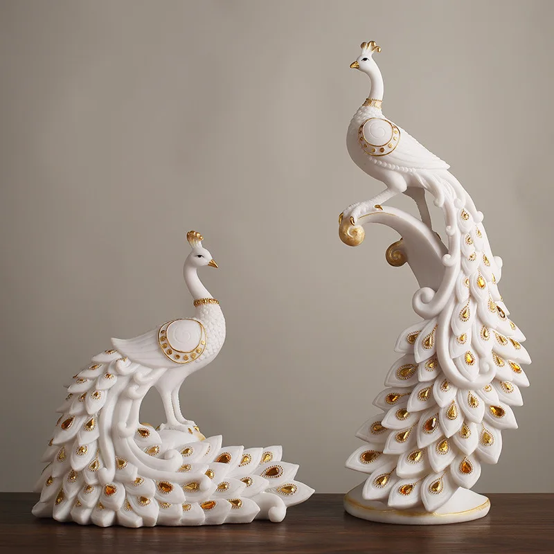 

New Chinese Style Peacock Decorative Ornament for Living Room Tabletop TV Cabinet Entrance Decoration Composite Sandstone Craft