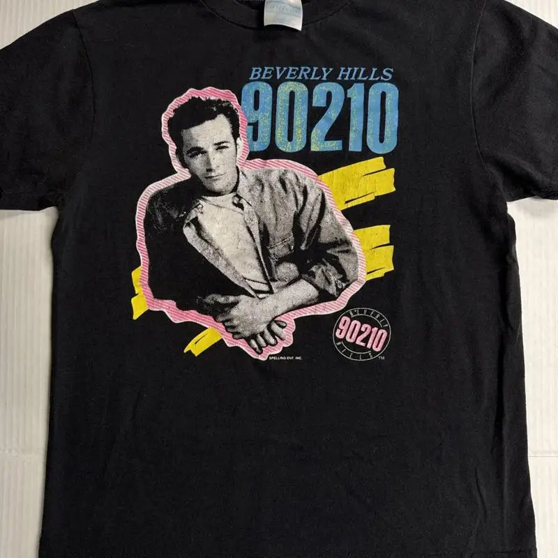Vintage Beverly Hills 90210 T-Shirt Womens Size L Black 1980s Luke Perry Dylan