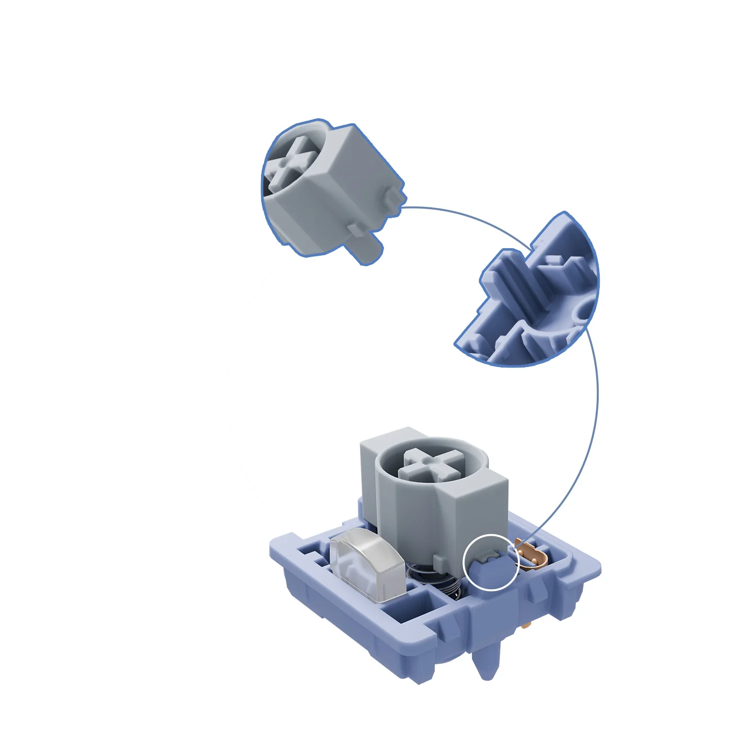 GATERON KS-33 Low Profile 2.0 Grey Heron Keyboard Switch 3 Pin RGB Customized DIY Hot Swap Mechanical Keyboard Gaming Office