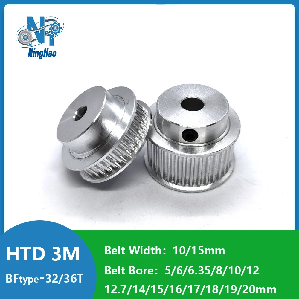 

HTD3M 32/36Teeth Timing Pulley Bore 5/6/6.35/8/10/12/12.7/14/15/16/17/18/19/20mm For Belt Width 10/15mm 3M Synchronous Wheel