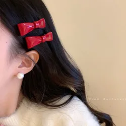 Wine Red Acetate Hairpin Cropped Hair Clip Temperament Duckbill Clip Holiday French New Year Hair Accessories Hairpin High Sense