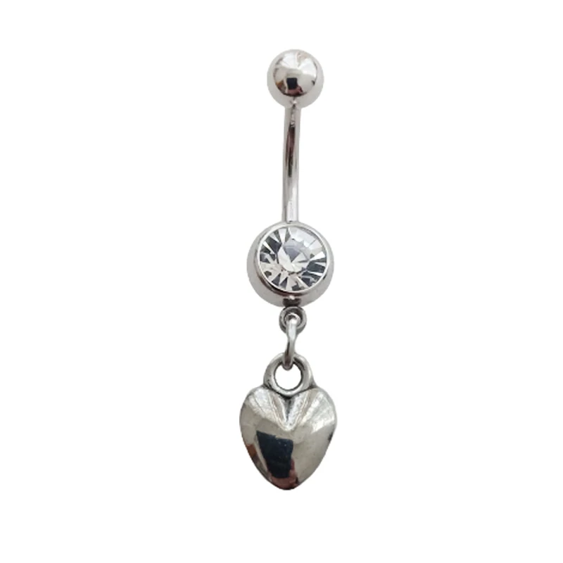 

1Pcs Belly Button Ring Cute Love Heart Pendant Surgical Stainless Steel 14G Navel Belly Ring Piercing Jewelry for Woman