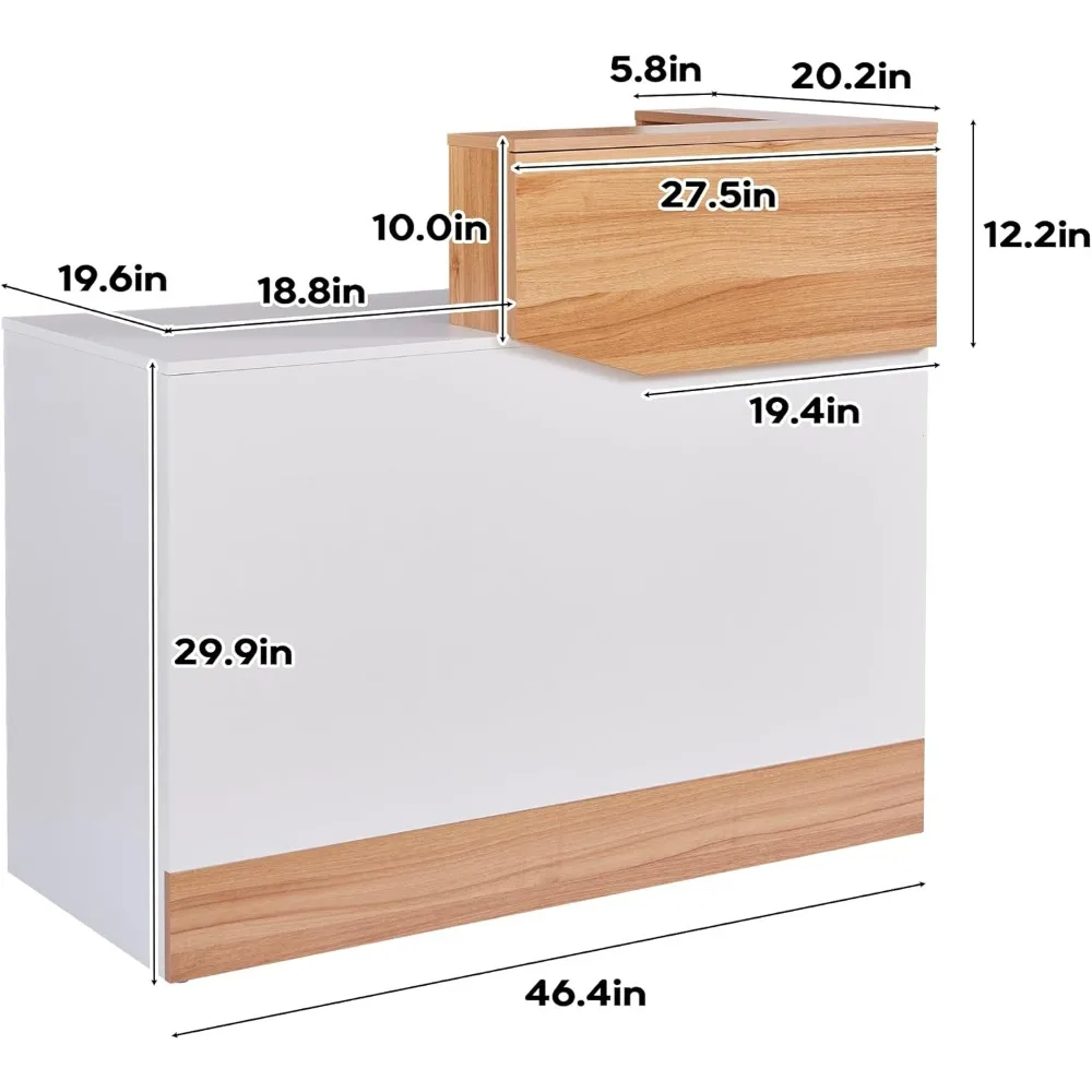 مكتب استقبال مع عداد، طاولة عداد حديثة مع حلقة كابل، عداد بيع بالتجزئة مقاس 47 بوصة للخروج والردهة وصالون التجميل والبار #2