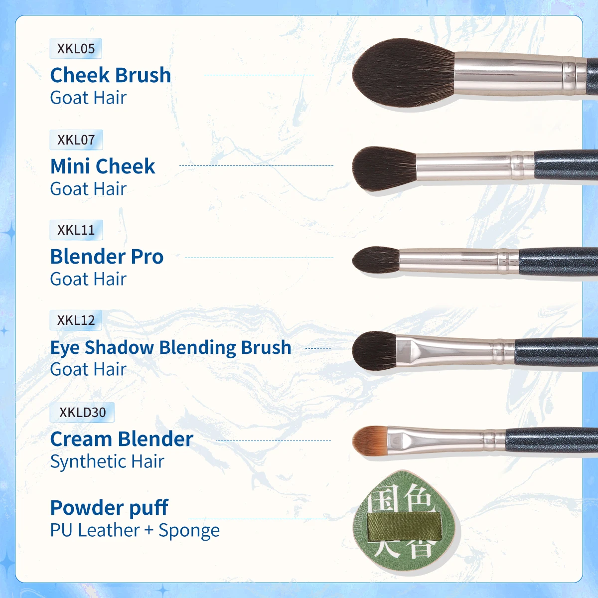 OVW  Soft Natural Goat Hair Fluffy Makeup Brushes Set  Foundation Brush Powder Contour Eyeshadow Liner Blending Highlight  XKL