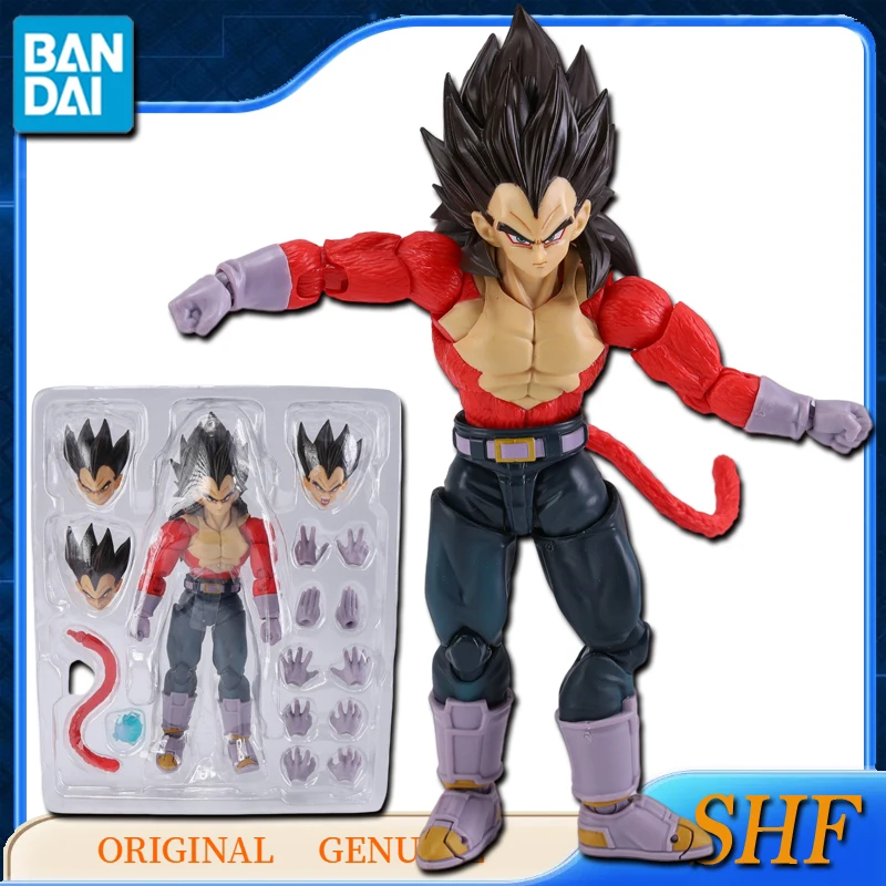 Bandai Dragon Ball Anime Original Genuine SHF SUPER SAIYAN 4 VEGETA Action Figure Toys For Kids Gift Assembly Model Ornaments