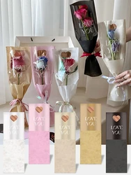 Valentine'S Day Single Rose Bundle Packaging Bag Flower Wrapping Paper Art Hot Stamping Foil Integrated Straight Tube Flower Bag