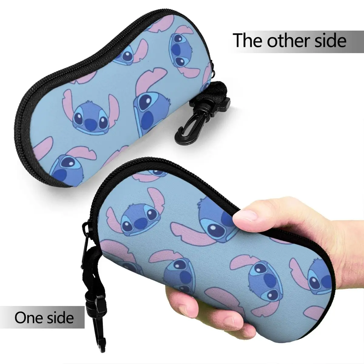 Stitch And Angel Glasses Case Student Zipper Reading Box Gift Eye Contacts Case