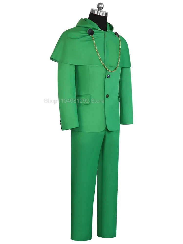 Comic Film Dr. Victor Doctor Von Downy Cosplay Dooms Evil Costume Cloak Green Mens Suit Cape Halloween Party Roleplay Outfit