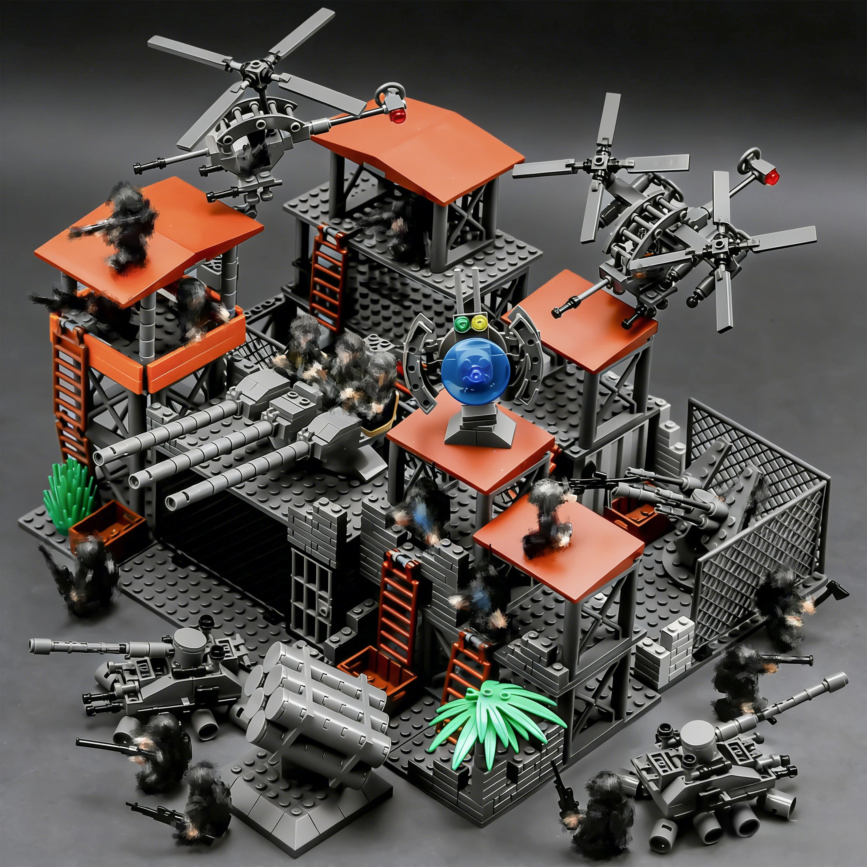 Military Defense Base Watchtower Model Small Particle Building Blocks Toy War Fortress Special Police Doll Building Blocks