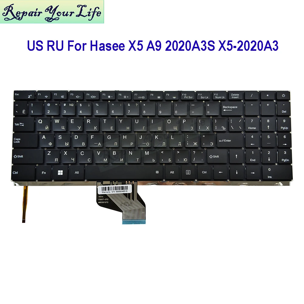 US RU Russian Backlight Keyboard For Hasee Kingbook X5-2020A3 X5-2020A3S X5 A9 2020A3S F0007-006 NB018-15 XK-DZH114 MB3301072