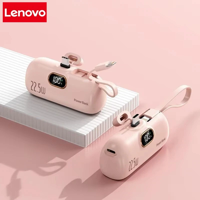 Lenovo Praktische Mini-Powerbank 30000 mAh, tragbar, schnelles Aufladen, geeignet für iPhone 16 15 14 Samsung Xiaomi Externer Akku 10